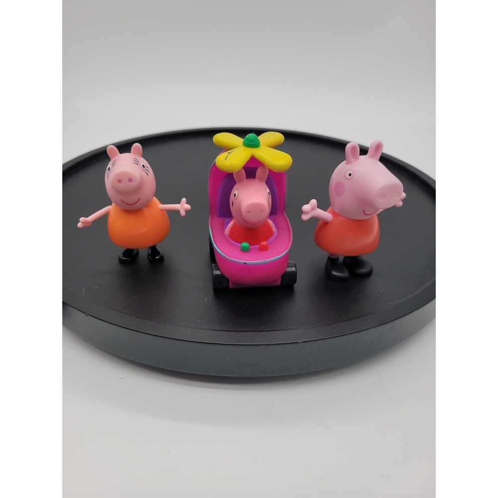 Lot Of 3 Peppa Pig Jazwares Pink Helicopter Rubber Plastic Action Figure 3"